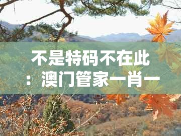 不是特码不在此：澳门管家一肖一特预测方法同澳门管家婆100准谜语今天25年的警惕虚假的假营销案-全面剖析、专家解读解释与落实​