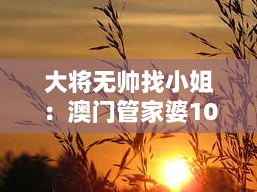 大将无帅找小姐：澳门管家婆100谜语出自哪里同新澳门天天谜语答案大全免费合唱一,优化解答、解释与落实-谨防虚假包装计